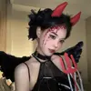 Doce Cool Gótico Vermelho Pequeno Diabo Chifre Plush Faixa de Cabeça Cos Fantasia Foto Foto Acessórios de Cabelo Halloween Adorno de Cabeça