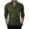 Chaqueta a Cuadros para Hombre Waffled Color Sólido Media Cremallera Manga Larga Chaqueta Casual Cardigan