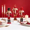 Set de cascanueces soldado de madera rojo y blanco decoración de chimenea decoración de árbol de Navidad adorno de escritorio mesita de noche
