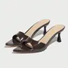 Sandalias de Tacón Alto para Mujer, Mula Ancha, Elegante Punta Fina, Cómodos Tacones de Gatito, Sandalias para Mujer de Fiesta en Discoteca de Cuatro Estaciones