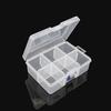 KC10 Botón Azul 6 rejillas transparente abatible joyería Lego juguete cosméticos dividido caja de almacenamiento de plástico al por mayor