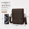 Bolsa Transversal Masculina Retro de Couro Crazy Horse com Aba Vertical Bolsa de Ombro Único para o Trabalho e o Dia a Dia Bolsa de Ombro Masculina
