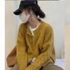Cardigan de Tricô Torcido Espesso Simples Literário Coreano Novo Estilo Coreano Outono Inicial Macio Estilo Leite Jaqueta Suéter Solta Tendência