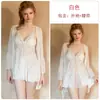 Camisola Sexy Renda Rosa Decote Profundo Acolchoada Costas Vazadas Tentação Conjunto de Roupão para Casa W7138