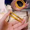 Loja Dourada Mesmo Estilo Cor Nacional Fragrância Celestial Ouro de Areia Flor de Peônia Pulseira Escultura Antiga Novo Estilo Chinês Bracelete Aberto Sólido