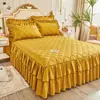 Serie de faldón de cama de algodón de color sólido lijado producto individual faldón de cama de algodón puro se puede combinar con suministro de faldón de cama de tres piezas de comercio exterior