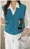 Colete de Tricô Estilo Coreano Transfronteiriço para Menina Estilo Suave Feminino 2025 Primavera Outono Novo Top Solto para Sobreposição Camisola Costas