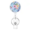Porta-Crachá Retrátil de Puxar Fácil para Escritório, Identificação Médica, Design de Flores, Crachá Retrátil de Estudante, Design de Folha Nova