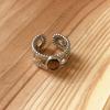 Anillo de ojo de tigre de metal Maillard retro francés, diseño de nicho, exquisito, elegante, a la moda, joyería de anillo combinable.