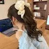 Pinza banana de satén plisado estilo francés para recogidos de mujer, pasador grande para coletas altas, pinza de agarre vertical con un toque de alta gama