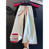 Pantalones Deportivos Casuales de Moda Retro Americano con Cordón Cintura Elástica para Hombre Estilo Nuevo Streetwear Holgados Moda Versátil Pierna Ancha Pantalones de Chándal