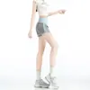 Shorts Esportivos Estilo Americano para Mulheres, Verão Finos Color Block Fitness Yoga Calças, Cintura Alta Emagrecedores Hot Pants para Figuras Baixas