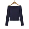 Camiseta Feminina Estilo Hot Girl com Recortes, Uma Alça, Manga Longa, Nova Coleção Outono/Inverno, Sexy Decotada, Blusa Básica Estilosa, Top Curto
