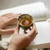 Taza de Té de Cerámica Estilo Antiguo, Mandarina Verde Pequeña Dinastías Tang y Song, Bambú Dorado Pintado a Mano, Juego de Té Kung Fu, Artículos para el Hogar, Taza para Cata de Té, Taza Individual para Beber Té