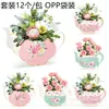 KZ055 Decoración de Arreglo Floral de Amazon Tetera Regalo para Fiesta de Té Dulces para Fiesta Caja de Cartón Blanca