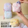 Bolsa Quadrada Girly Heart para Armazenamento de Cosméticos Estilo Coreano Pequena Xadrez Bolsa para Absorvente Íntimo Estudante Pequena Bolsa para Cabo de Dados de Fone de Ouvido