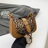 Bolsa de ombro portátil vintage para viagem 2024 outono e inverno nova estampa de leopardo bolsa de mão simples texturizada da moda para mulheres