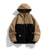 Jaqueta Masculina da Moda Estilo Hong Kong Tendência Primavera e Outono com Capuz e Blocos de Cor para Homens Gordos Tamanho Grande Plus Size Solta Casual