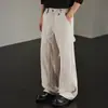 Calças casuais de trabalho masculinas, estilo primavera e outono, lavadas vintage, estilo americano de rua, retalhos, lenhador, soltas, retas, compridas