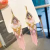 Brincos de Franja de Cristal Exagerados de Cores Vibrantes Estilo Étnico Boêmio Brincos Grandes Resistentes Venda por Atacado Coloridos