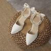 Tacones Altos de Aguja de Punta Estilo Hada Delgado para Mujer 2025 Verano Nuevo Sandalias de Perlas de Punta Francesa