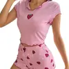 2025 Novo Conjunto de Pijama Feminino Europeu e Americano Moda Conjunto de Comércio Exterior Transfronteiriço Design Estampado Doce Shorts de Alcinha