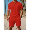 Nuevo conjunto de verano para hombre, casual, deportivo, versátil, corte slim, manga corta, moda, camiseta POLO y shorts, transfronterizo