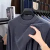 Suéter Masculino 100% Lã, Engrossado, Novo Estilo Inverno 2025, Camada Base Tricotada, Cor Sólida, Caimento Solto