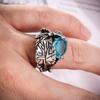 Anillo de Libélula y Loto Retro Creativo de Venta Caliente Transfronterizo de Temu con Diseño Único de Nicho y Accesorio de Anillo de Cristal Azul