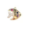 Venta Caliente Transfronteriza Chapado en Cobre Oro Real de 14K Serie Océano Caracola Tortuga Colgante Microincrustado de Circonita Accesorios para Joyería DIY