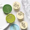 Sello de Cera de 2.2 cm Cabeza de Sello Floral Simple Serie Floral Tallado con Láser Planta Latón Cabeza de Sello Venta al por Mayor desde Fabricante