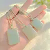 Colgante de Jade Aventurina Natural "Paz y Serenidad", Color Agua Clara Ligera, Colgante Plano Base Hielo, Amuleto de Serenidad, Adorno de Jade