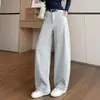 Jeans Fashion Scimitar de Cintura Alta Relaxado 2026 Verão Novo Versátil Solto Casual Calça Reta Que Valoriza a Silhueta