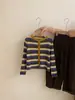 Conjunto de dos piezas para niña, nuevo, estilo coreano de otoño, top a rayas de manga larga de moda y pantalones casuales de color liso de moda