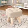 Taburete pequeño de tela, banco pequeño para uso doméstico, taburete de sofá para adultos para sala de estar y dormitorio, taburete bajo moderno de madera maciza, silla pequeña