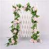 Simulación de vid de rosa, flor falsa de plástico, vid de hoja verde, planta de flor, vid de boda, decoración del hogar, vid de flores al por mayor