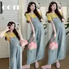 Mono de maternidad de verano 2026, Pantalones vaqueros de pierna ancha modernos y elegantes, Conjunto casual de dos piezas adelgazante y rejuvenecedor para uso en exteriores