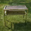 Parrilla BBQ para Exteriores Estufa de Barbacoa Doméstica Fogata de Carbón Mesa de Barbacoa Puesto Comercial Mesa Cuadrada de Acero Inoxidable para Barbacoa