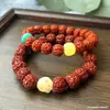 Pulsera de Bodhi Vajra Pequeño de Cinco Pétalos Petrificado de Nepal Piel Roja Pátina Cepillada a Máquina Juguetes Vajra Pulsera de Cuentas Budistas Mayoreo