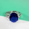 Oferta Caliente anillo de zafiro diamante azul mar abierto chapado en oro blanco de 18 quilates incrustado zafiro gema huevo de ganso anillo generación cabello