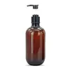 Fábrica de Origem Personalizada Frasco Marrom de Pressão para Loção Pet Ombro Redondo Frasco Secundário de Plástico Cabeça de Bomba Bico de Pato Frasco de Embalagem para Loção