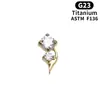 Brinco Stud para Osso da Orelha em Liga de Titânio Grau de Implante F136 com Flor de Zircônia Microincrustada, Fundo Plano e Rosca Interna para Piercing da Cóclea, Joia Pequena para Stud de Orelha