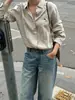 Shijian 100% Lino Relajado Estilo Old Money Clásico Perenne Bordado de Caballo Camisa con Cuello para Mujer Otoño 2026 62102