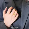 Loja de Ouro Mesmo Estilo Anel de Asa de Borboleta com Contas Escovadas Cravejado de Diamantes Banhado a Ouro, Design de Luxo Leve de Nicho Anel Aberto