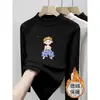 2026 Meninas Médio e Grande Infantis Outono e Inverno De Rong Tecido Escovado Top Camiseta Estilosa de Manga Longa Camada Base Gola Semi-Alta Roupa Íntima Casual