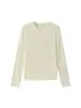 Camiseta básica minimalista versátil de lã com gola redonda para mulheres, novidade do outono de 2026, peça íntima básica slim fit com ombros retos e mangas compridas