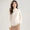 Venta al por mayor transfronteriza de suéteres elegantes de punto de cuello semi-alto nuevos para otoño e invierno para mujer, tops de punto sencillos, camisetas básicas de manga larga estilo coreano, modernos