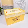 Linda cesta de almacenamiento plegable de colores de caramelo con tapa, organizador grande de escritorio para cosméticos, caja de almacenamiento de juguetes para niños
