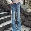 Jeans Americano High Street de Cintura Baixa com Micro-Flare Feminino Verão Novo Design Picante Sense de Design Nicho Slim-Fit Versátil Stretch