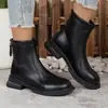 Botas Martin de sola grossa para mulheres, estilosas e versáteis, nova coleção outono/inverno 2026, botas de algodão com forro de fleece, botinhas estilo Chelsea britânicas, botas de cano curto ajustadas